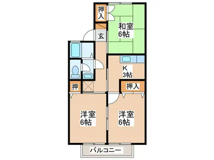 ル・パサージュI(3K/1階)の間取り写真