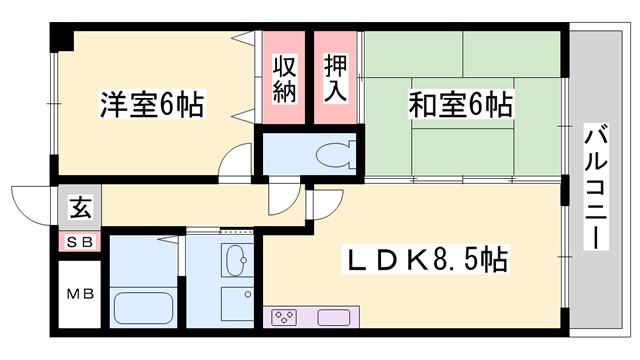 プランドール柳井(2LDK/2階)の間取り写真