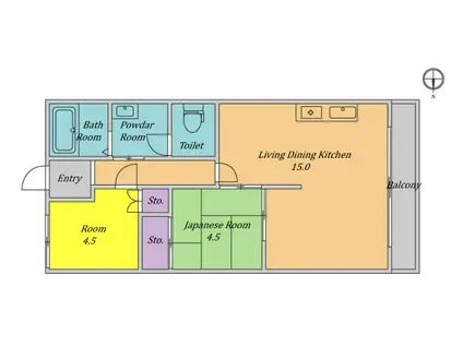 グリーンコーポ橘(2LDK/2階)の間取り写真