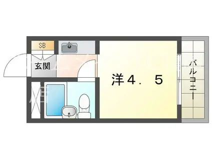 プレアール萱島(1DK/3階)の間取り写真