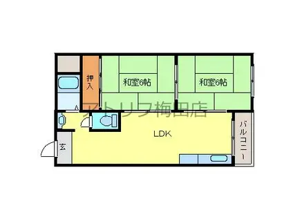 コンコード千林大宮(2LDK/4階)の間取り写真