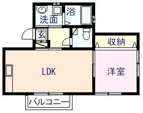 カーサ上熊本(1LDK/2階)の間取り写真