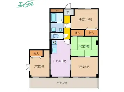 グランディール雅(4LDK/2階)の間取り写真
