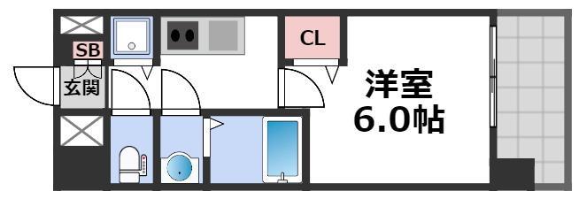 プレサンス玉造駅前(1K/7階)の間取り写真