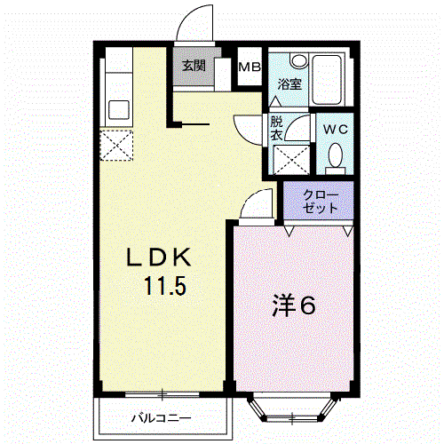 アネックス石井(1LDK/2階)の間取り写真