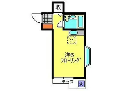 Kフラット(ワンルーム/1階)の間取り写真