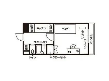 ドミール小田原(1K/2階)の間取り写真