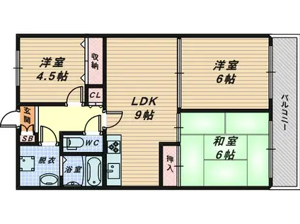 パラディアンフレール(3LDK/1階)の間取り写真