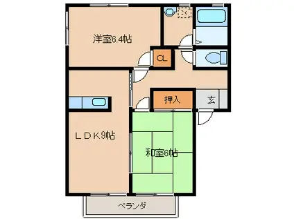 ハミングタウン合川(2LDK/1階)の間取り写真