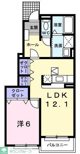 ポピュレール B(1LDK/1階)の間取り写真