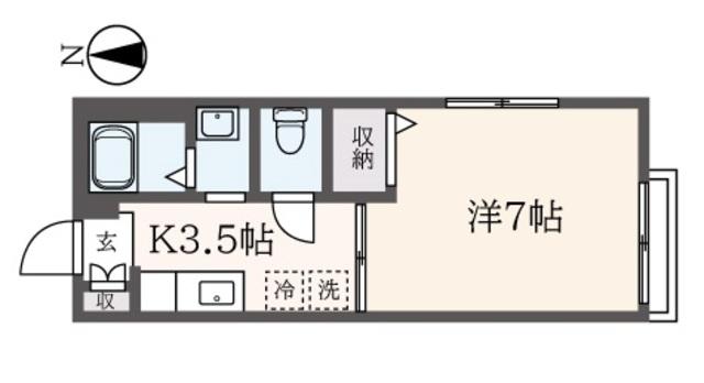 M・Yコート(1K/1階)の間取り写真
