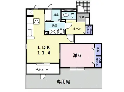 メゾン伏見(1LDK/1階)の間取り写真