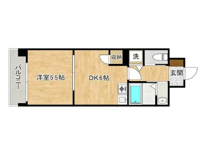 LEAD大手町(1DK/3階)の間取り写真