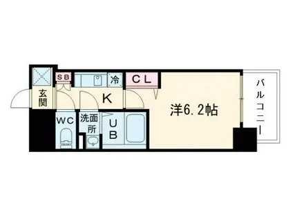 ALIVIS福島海老江(1K/7階)の間取り写真