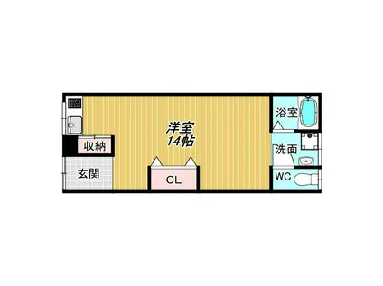 ヒンメルハイム(ワンルーム/2階)の間取り写真