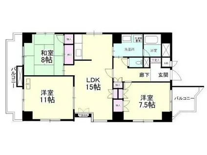 ウィンレックス土浦(3LDK/5階)の間取り写真