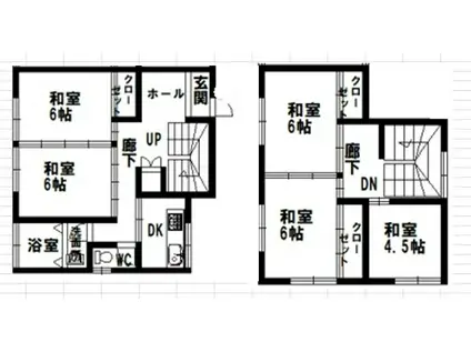 宮城県白石市福岡長袋字将棋石24-3 亘理アパート東側(5DK/1階)の間取り写真