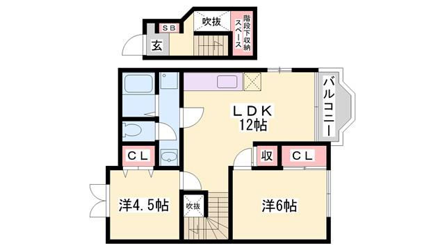 モアークレストIII(2LDK/2階)の間取り写真