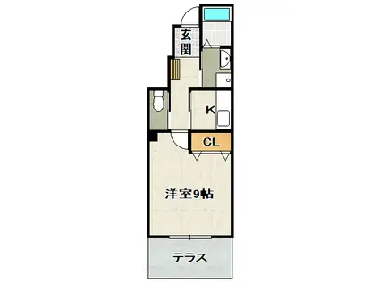 ナウハウス伊孑志(1K/1階)の間取り写真
