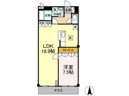 プロスペリティー(1LDK/1階)の間取り写真