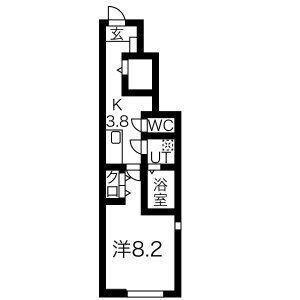 SEESAW清水町(1K/1階)の間取り写真