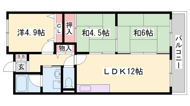 テルツォ南新在家(3LDK/6階)の間取り写真
