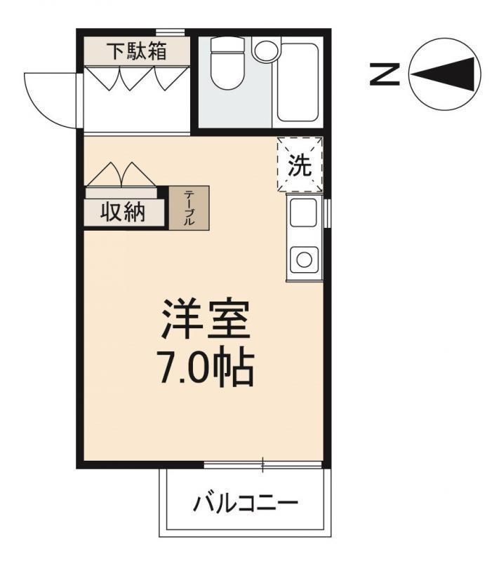 パークサイドK(ワンルーム/2階)の間取り写真
