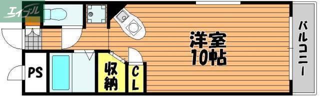 アルフィーネ今D(ワンルーム/2階)の間取り写真