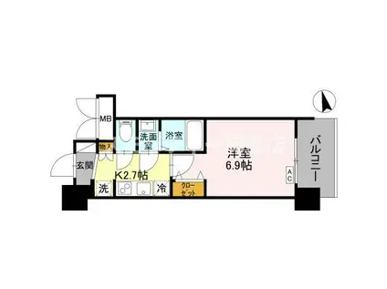 アービングNEO岸里(1K/6階)の間取り写真