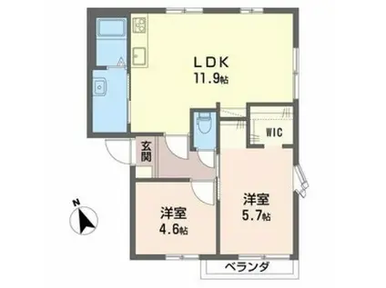 アネシス丸山(2LDK/2階)の間取り写真