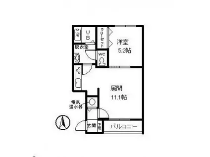エルレーブI(1LDK/3階)の間取り写真