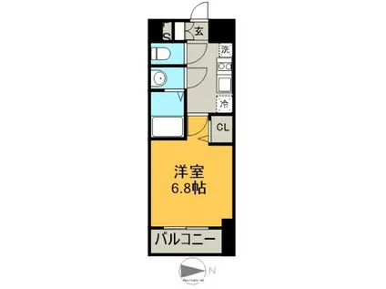 ディアレイシャス名古屋太閤通II(1K/6階)の間取り写真