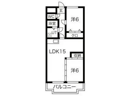 オアシス鷹丘(2LDK/2階)の間取り写真