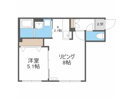 グランメール平岸ポプラ(1LDK/3階)の間取り写真