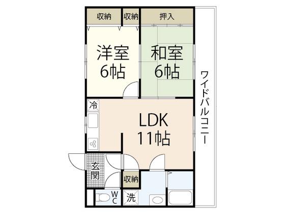 ベネッセヤマモト(2LDK/2階)の間取り写真