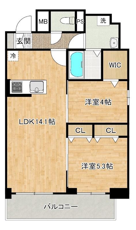 MYS CASETTA KOKURA(2LDK/11階)の間取り写真