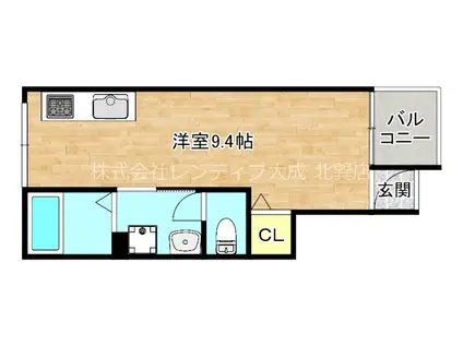地下鉄今里筋線 今里駅(大阪メトロ) 徒歩9分 2階建 築7年(ワンルーム/1階)の間取り写真