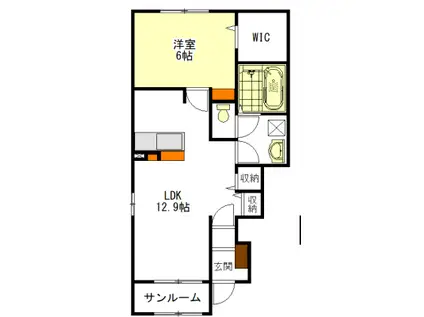 アーク C(1LDK/1階)の間取り写真