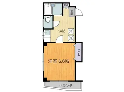 ザ・フォートクワハラ(1K/4階)の間取り写真