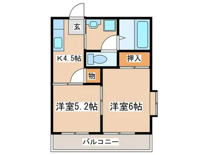 グランドール中野(2K/2階)の間取り写真