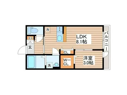 SOL LEVANTE(1LDK/1階)の間取り写真