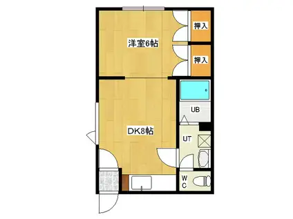 北進町進和ハイツ(1DK/1階)の間取り写真