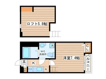 リアーレ太子堂(1K/2階)の間取り写真