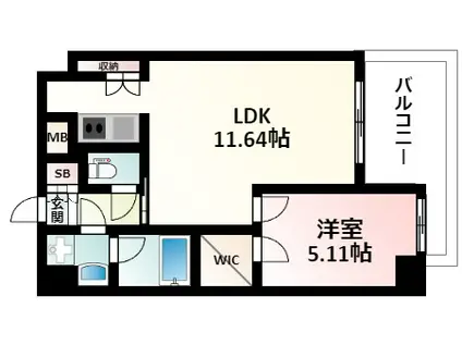 ノルデンハイム江坂(1LDK/5階)の間取り写真
