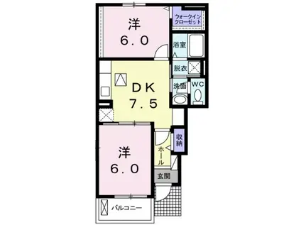 ベラ・ルーチェC(2DK/1階)の間取り写真