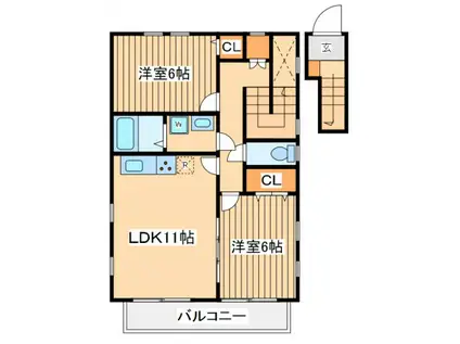 ハイムレーゲンボーゲン(2LDK/2階)の間取り写真