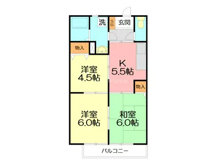 ノイエ・サトウB(3DK/2階)の間取り写真