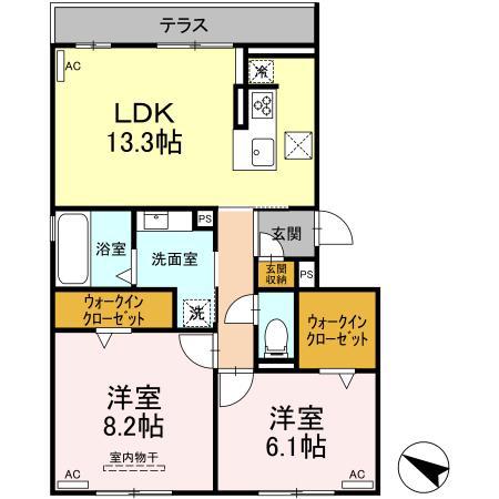 ファミール駅西(2LDK/2階)の間取り写真