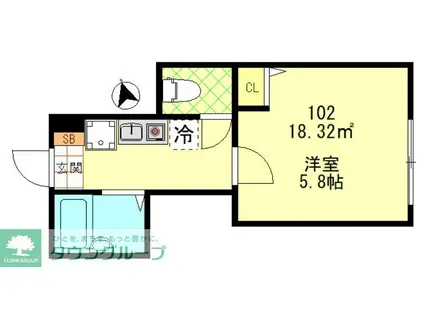 府中の森TWINKLE(1K/1階)の間取り写真