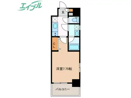 プレイズシード四日市(1K/2階)の間取り写真